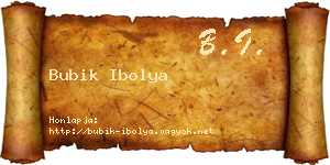 Bubik Ibolya névjegykártya